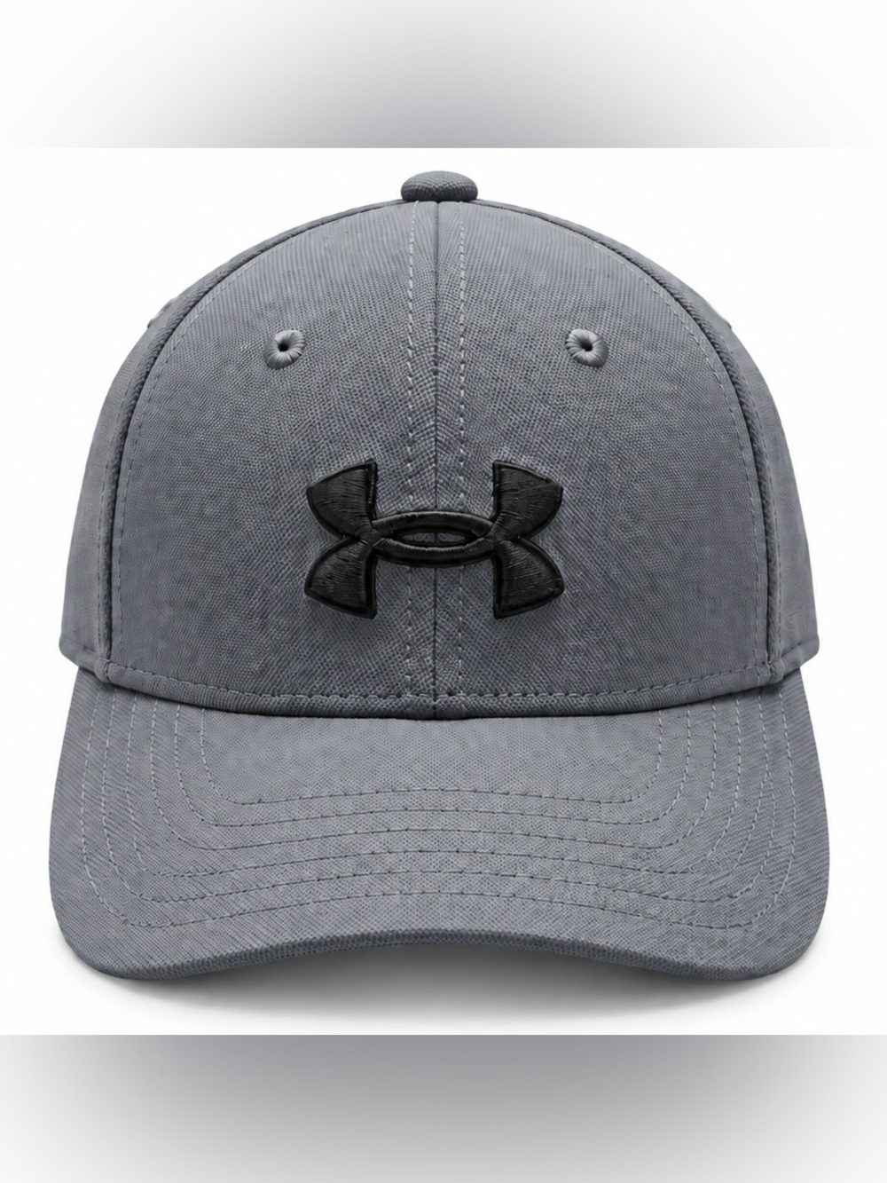 Under Armour A-Flex Youth S/M Gray Black Logo Fitted Baseball Hat Cap YSM YMD